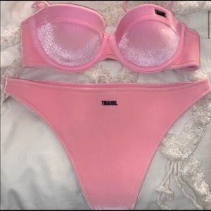 Pink velvet Triangl bikini.